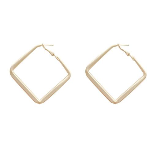 Boucles d'oreilles en alliage de zinc, bijoux de mode & pour femme & mat, doré, 45x45mm, Vendu par paire