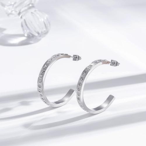 Titanio Acciaio Orecchini, Titantium acciaio, gioielli di moda & Micro spianare cubic zirconia & per la donna, nessuno, 4x32mm, Venduto da coppia