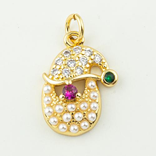 Cubic Zirconia Micro Pave Brass Pendant with Plastic Pearl fashion jewelry & micro pave cubic zirconia & for woman golden Approx 3mm Sold By Lot