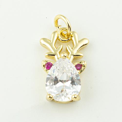 Cubique Pendentif en laiton zircon pavent, bijoux de mode & pavé de micro zircon & pour femme, doré, 20x10mm, Trou:Environ 3mm, 50PC/lot, Vendu par lot