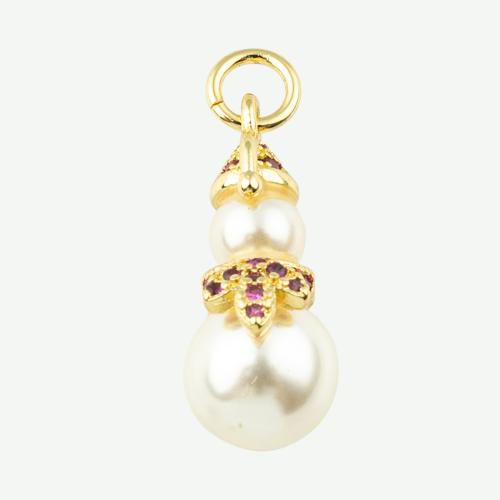 Messing hanger met micro-paved kubieke zirconia's, met Plastic Pearl, mode sieraden & micro pave zirconia & voor vrouw, gouden, 21x10mm, Gat:Ca 3mm, 50pC's/Lot, Verkocht door Lot