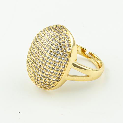 Kubieke Circonia Micro Pave Brass Ring, Messing, mode sieraden & micro pave zirconia & voor vrouw, gouden, 50pC's/Lot, Verkocht door Lot