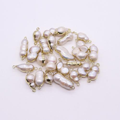 Brass Jewelry Connector Freshwater Pearl with Brass Calabash gold color plated DIY & 1/1 loop x19- Sold By PC