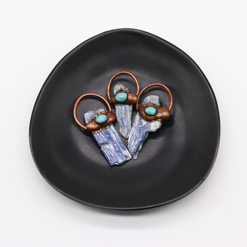 Edelsteen Hangers Sieraden, Lapis Lazuli, met Zinc Alloy, antieke koperen kleur vergulde, DIY, about:20x41-24x49mm, Verkocht door PC