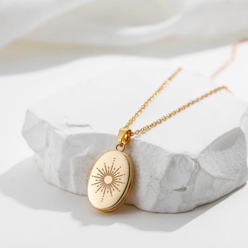 Mode Medaillon Ketting, 304 roestvrij staal, gold plated, kan openen en in iets & verschillende ontwerpen voor de keuze & voor vrouw, meer kleuren voor de keuze, Verkocht door PC