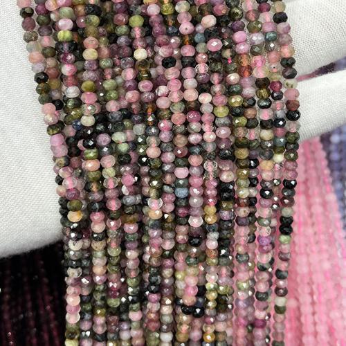 Gemstone Smycken Pärlor, Turmalin, DIY, blandade färger, 3x4mm, Såld Per Ca 38 cm Strand