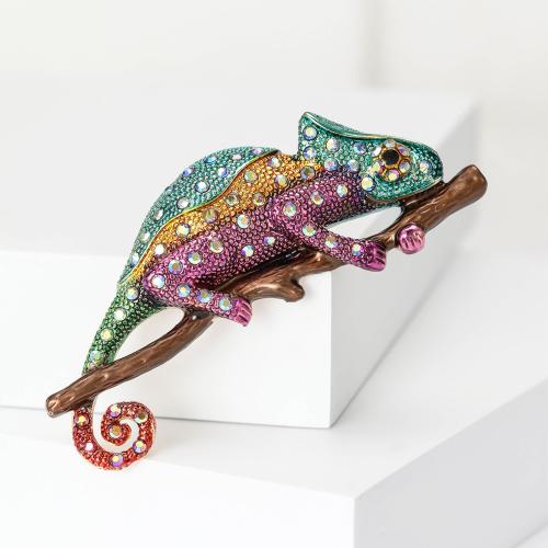 Zinc Alloy Brooches Chameleon plated fashion jewelry & enamel & with rhinestone nickel lead & cadmium free Sold By PC