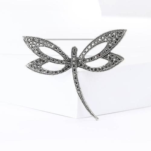 Zinc Alloy Brocher, Dragonfly, forgyldt, mode smykker & med rhinestone, flere farver til valg, nikkel, bly & cadmium fri, 65x55mm, Solgt af PC