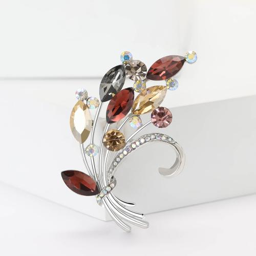 Zinc Alloy Brooches Bouquet plated fashion jewelry & with rhinestone nickel lead & cadmium free Sold By PC