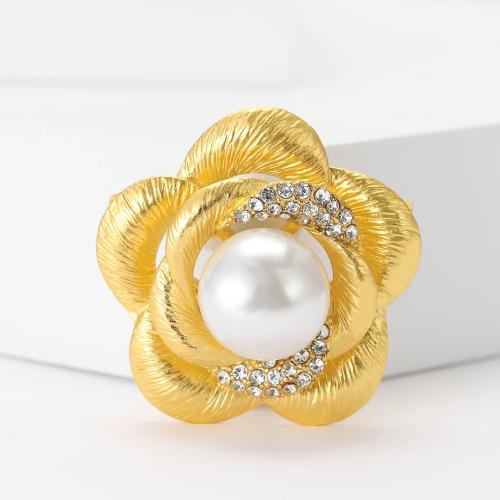 Zinc Alloy Brooches with Plastic Pearl Flower plated fashion jewelry nickel lead & cadmium free Sold By PC