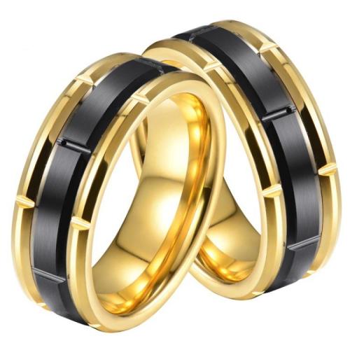 Tungsten Stålring til mænd, Wolfram stål, forgyldt, mode smykker & forskellig størrelse for valg & for mennesket, flere farver til valg, Width: 8.03mm, thickness :2.4mm, Solgt af PC