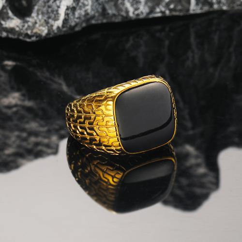 Titanium Steel Finger Ring fashion jewelry & for man & enamel gold Sold By PC