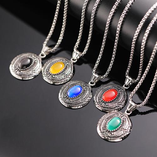 Titanium Steel Pendants with Gemstone fashion jewelry & Unisex Length Approx 60 cm Sold By PC