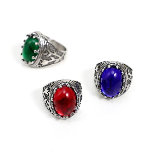 Stainless Steel Finger Ring 304 Stainless Steel with Gemstone fashion jewelry & for man Sold By PC