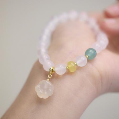 Bracelet de bijou en agate , agate blanche, avec aventurine vert & agate jaune, fait à la main, bijoux de mode & pour femme, Longueur Environ 14-16 cm, Vendu par PC