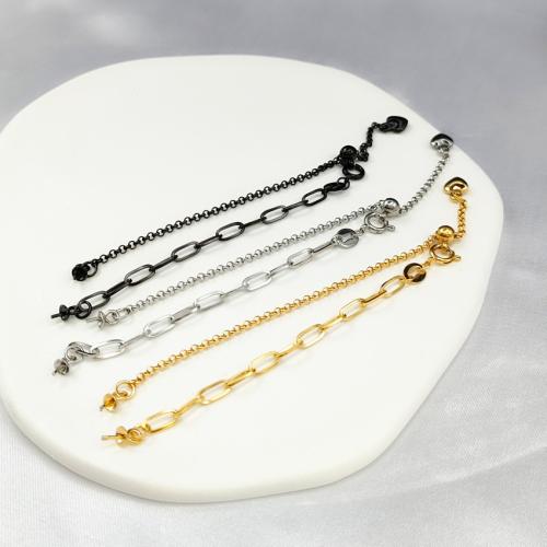 Stainless Steel Bracelet Finding 316L Stainless Steel with 3CM extender chain plated DIY Length Approx 15 cm Sold By PC