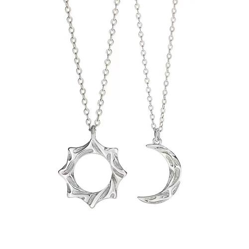 Pora karoliai, 925 Sterling Silver, padengtą, unisex & įvairių stilių pasirinkimas & mikro nutiesti kubinių Zirconia, platinos spalva, Ilgis Apytiksliai 41-50 cm, Pardavė PC