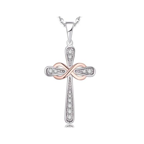 Zircone cubico Micro spianare collana dell'argento sterlina, 925 argento sterlina, placcato, Micro spianare cubic zirconia & per la donna, nessuno, Lunghezza Appross. 41-50 cm, Venduto da PC