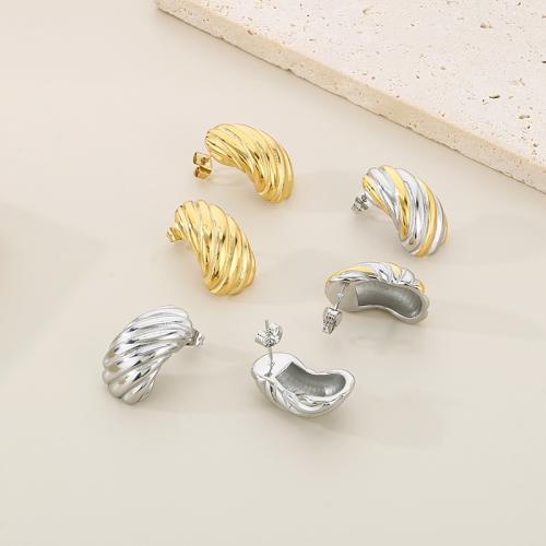 Stainless Steel Stud Earrings 304 Stainless Steel Vacuum Ion Plating for woman Sold By Pair