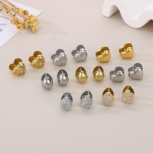 Huggie Anneau d'oreille, Acier inoxydable 304, styles différents pour le choix & pour femme & avec strass, plus de couleurs à choisir, Vendu par paire