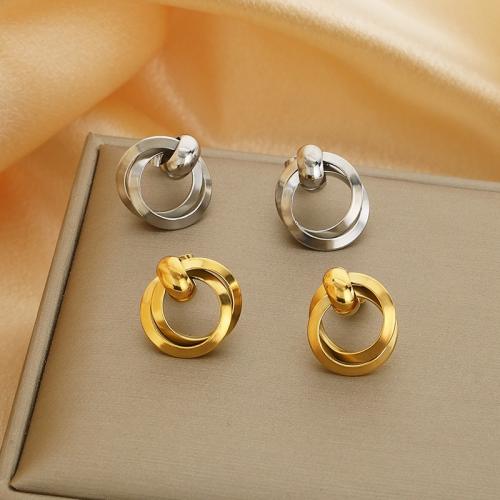 Stainless Steel Stud Earrings 304 Stainless Steel Vacuum Ion Plating for woman Sold By Pair