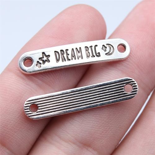 Alliage de zinc connecteur Bar, Plaqué de couleur d'argent, DIY & boucle de 1/1, 6x30mm, Vendu par PC