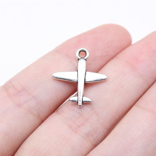 Køretøj Shaped Zinc Alloy Pendler, Airplane, antik sølv farve forgyldt, du kan DIY, 18x16mm, Solgt af PC