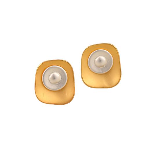 Messing Stud Earring, Geometrisch Patroon, plated, mode sieraden & voor vrouw, 18x16x3mm, Verkocht door pair