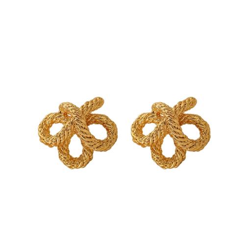 Brass Stud Earring gold color plated for woman & hollow Sold By Pair