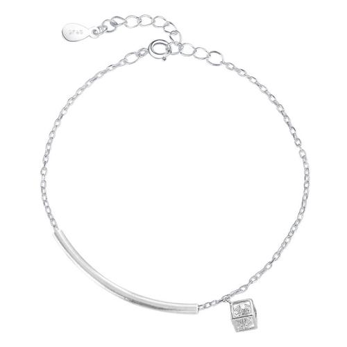 Pulsera de Aleación de Zinc, con 3cm extender cadena, Joyería & para mujer & con diamantes de imitación, plateado, longitud aproximado 15 cm, Vendido por UD