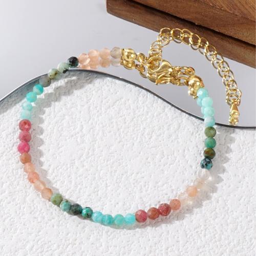 Natural Tourmaline Bracelet with Zinc Alloy fashion jewelry & for woman multi-colored Length Approx 16.5-17 cm Sold By PC