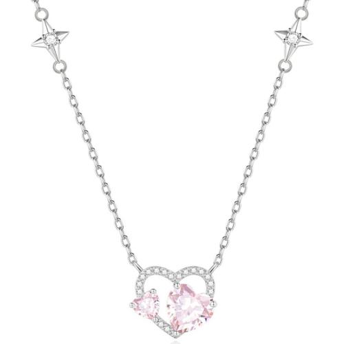 Kubieke Zircon Micro effenen Sterling zilveren ketting, 925 sterling zilver, mode sieraden & micro pave zirconia & voor vrouw, Lengte Ca 45 cm, Verkocht door PC