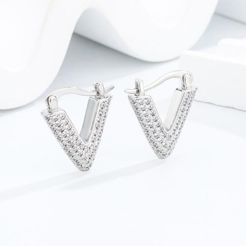 Cubic Zirconia micro pavimenta Sterling Silver Earring, 925 sterline d'argento, gioielli di moda & Micro spianare cubic zirconia & per la donna, 15x20mm, Venduto da coppia