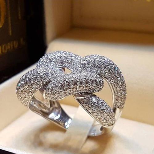 Cubic Zirconia Micro Pave Brass Ring & micro pave cubic zirconia & for woman Sold By PC