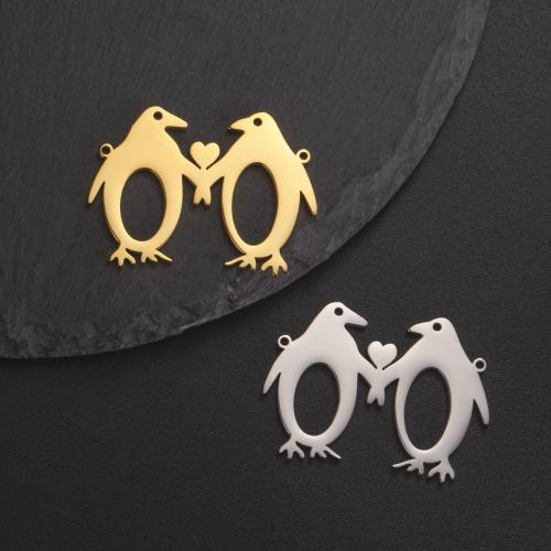 Stainless Steel Animal Pendants 304 Stainless Steel Penguin Vacuum Ion Plating DIY & double-hole Sold By PC