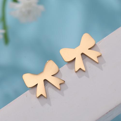 Stainless Steel Stud Earrings 304 Stainless Steel Bowknot Vacuum Ion Plating fashion jewelry & for woman Sold By Pair