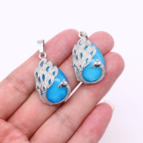 Gemstone Pendants Jewelry Natural Stone with Zinc Alloy Teardrop silver color plated DIY Sold By PC