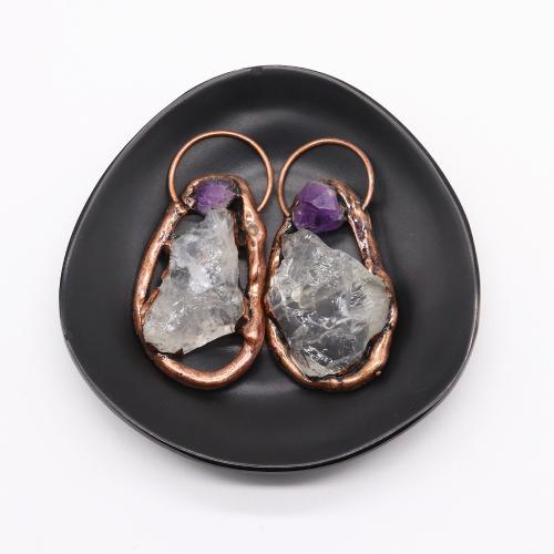 Quartz Gemstone Pendants Zinc Alloy with Amethyst & Clear Quartz antique copper color plated DIY nickel lead & cadmium free Sold By PC