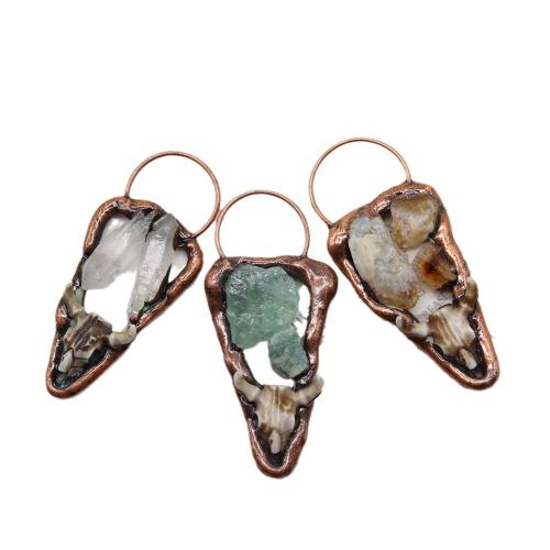 Quartz Gemstone Pendants Zinc Alloy with Quartz & Acrylic antique copper color plated DIY nickel lead & cadmium free Sold By PC