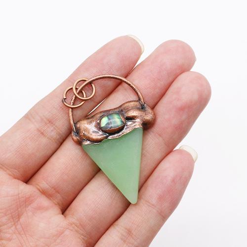 Gemstone Pendants Jewelry Natural Stone with Zinc Alloy Triangle antique copper color plated DIY x51- Sold By PC