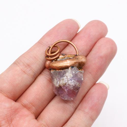 Quartz Gemstone Pendants with Zinc Alloy antique copper color plated DIY x40- Sold By PC