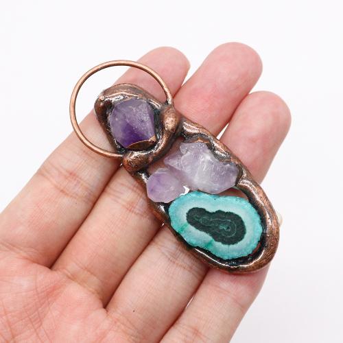 Quartz Gemstone Pendants Zinc Alloy with Agate & Quartz antique copper color plated DIY nickel lead & cadmium free Sold By PC