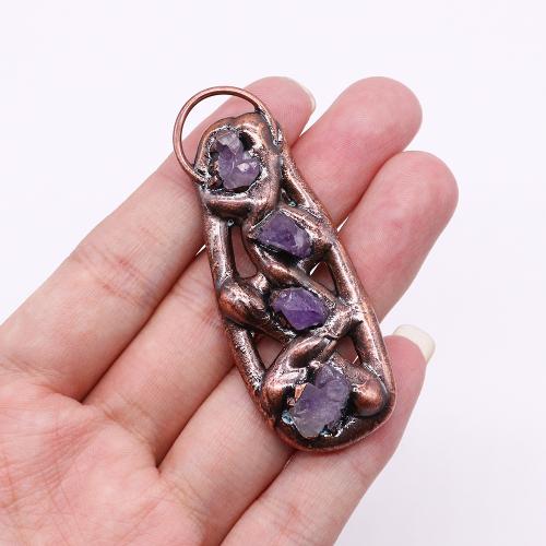 Naturlig Quartz Vedhæng, Zinc Alloy, med Naturlig Quartz, antik kobber farve belagt, du kan DIY, flere farver til valg, nikkel, bly & cadmium fri, 27x67mm, Solgt af PC