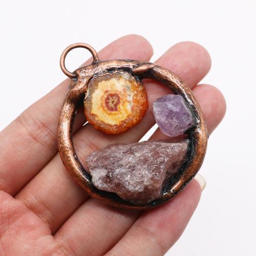 Quartz Gemstone Pendants Zinc Alloy with Quartz antique copper color plated DIY nickel lead & cadmium free Sold By PC