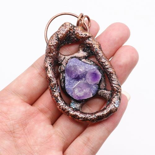 Quartz Gemstone Pendants Zinc Alloy with Quartz antique copper color plated DIY nickel lead & cadmium free Sold By PC