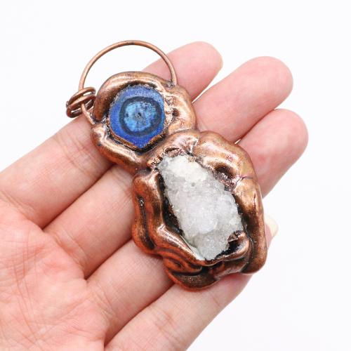 Quartz Gemstone Pendants Zinc Alloy with Quartz antique copper color plated DIY nickel lead & cadmium free Sold By PC