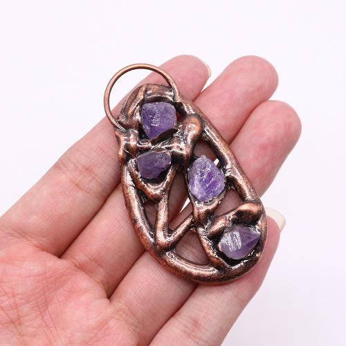 Quartz Gemstone Pendants Zinc Alloy with Quartz antique copper color plated DIY nickel lead & cadmium free x66- Sold By PC