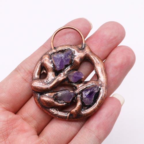 Quartz Gemstone Pendants Zinc Alloy with Quartz antique copper color plated DIY nickel lead & cadmium free x56- Sold By PC