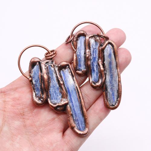 Pendentifs Lapis Lazuli, alliage de zinc, avec Lapis lazuli, Plaqué de couleur de cuivre antique, DIY, protéger l'environnement, sans nickel, plomb et cadmium, 39x83mm, Vendu par PC