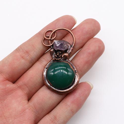 Gemstone Pendants Jewelry Zinc Alloy with Natural Stone antique copper color plated DIY nickel lead & cadmium free Sold By PC